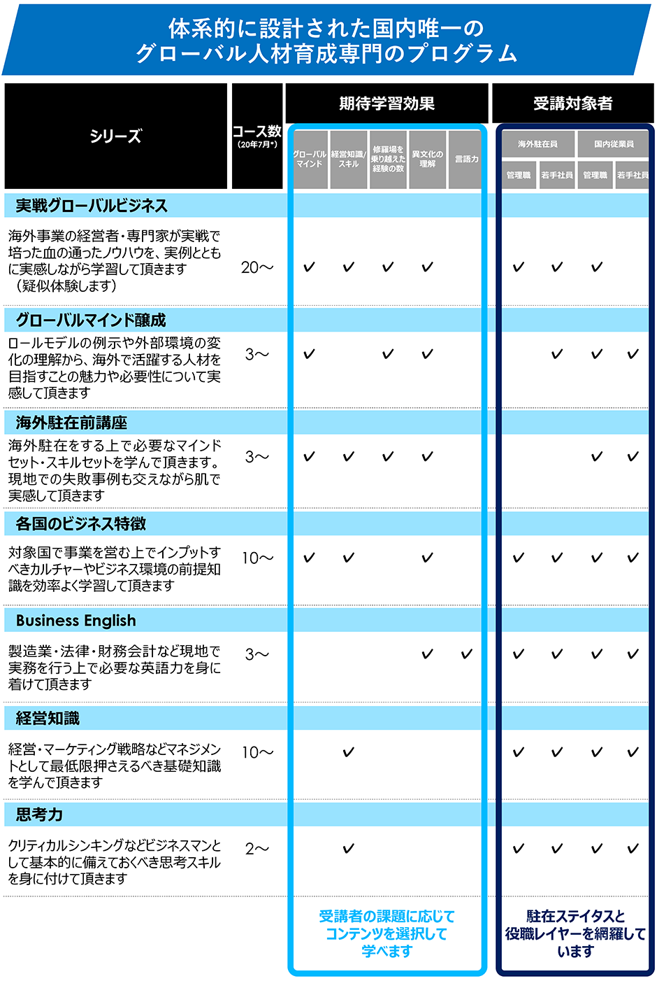 体系的に設計された国内唯一のグローバル人材育成専門のプログラム